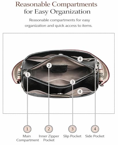 Image of Women's Soft Genuine Leather Crossbody Sling Bag, Large Capacity Multi-compartment Shoulder Handbag, Stylish Everyday Purse For Travel Work Casual Use Messengerbag For Girls