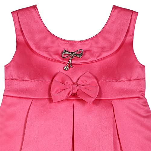 Image of SELVEL Baby Girls Frock Dress | Pleated Knee-Length Satin Dress (STN-PB-0361)