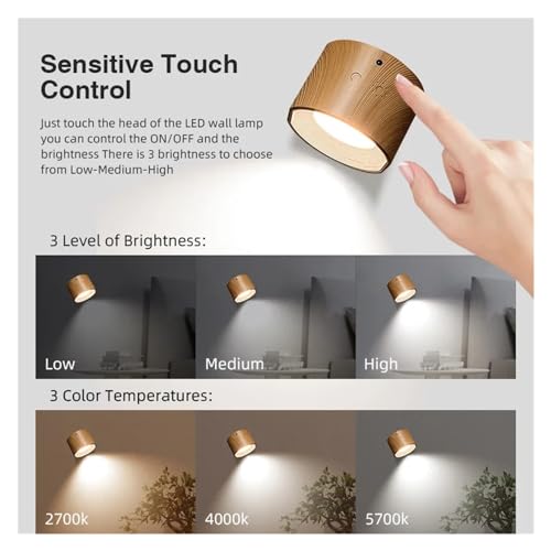 Lámpara de pared recargable LED sin cables para evitar taladros 3