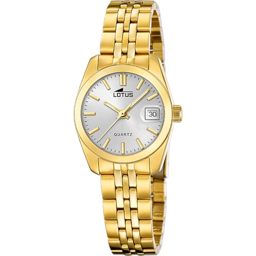 Montre femme Lotus dorée, le cadeau idéal avec son verre minéral haute résistance