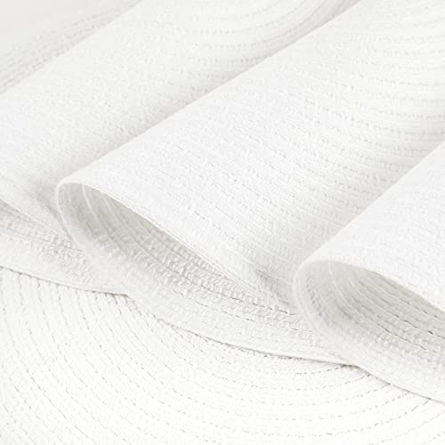 Image of SHACOS Round Braided Placemats Set of 4 Washable Round Table Mats for Dining Table 15 inch (White, 4)