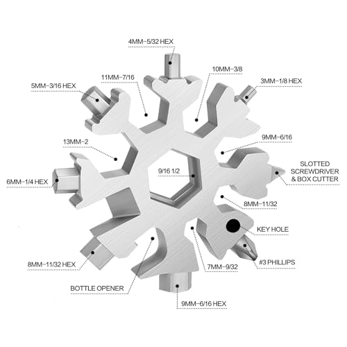 Stocking Stuffers for Men - Snowflake 18 in 1 Multitool Christmas Gifts, 2 Pack Multi Tools for Dad from Daughter Son, Gifts for Father Husband Him (Black&Silver Orange Box)