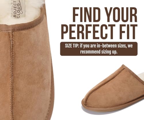Image of Project Cloud Men's 100% Genuine Leather Shearling Memory Foam Slippers | Genuine Shearling Lining and Lightweight Non-Slip Indoor & Outdoor Wear Slippers for Men - Water-Resistant Mens Slippers