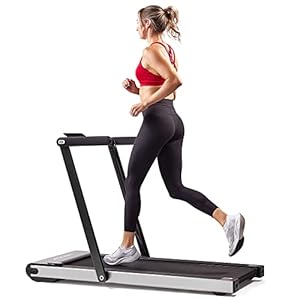 Sunny Health & Fitness Slim Foldable Treadmill Fully Assembled, 17.7″ x 49″ Non-Slip Running Surface, 2.5 HP Motor, Speeds up to 8 MPH, Shock-Absorption, Device Holder, Digital Monitor, & Easy Storage