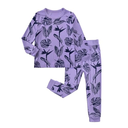 Kids Tales Unisex Bamboo Rayon Pajamas Set Toddler Long Sleeve Snug Fit Sleepwear Child Solid Tops + Pants 2Pcs Sleeper PJS