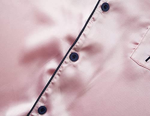 Image of Topgal Girls Satin Pajamas, Coat Style Silky Button Up, Size 6-16 | 2-Piece Button-Front Design; Easy Dressing; Relaxed Home Wear; Bedtime, Lounging, Sleepovers and Gifting