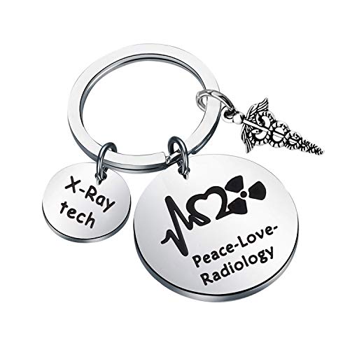 UJIMS Radiologist Keychain X-ray Tech Gifts Peace Love Radiology Appreciation Gift for Radiographer Sonographer X-Ray Tech Graduation Jewelry (Radiologist Keychain)