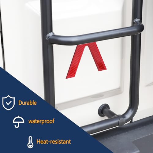 Image of Car Trunk Door Inverted Letter A Sticker Compatible with Ineos Grenadier 2020-2024 Trunk Door Decorative Stickers Tailgate Side V-Shaped Stickers Accessories (Soft Carbon Fibers /Red)