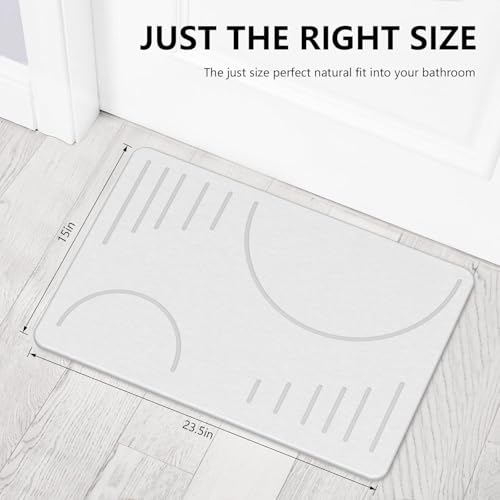 Image of SUTERA Rubber- Stone Bath Mat, Diatomaceous Earth Shower Rectangular Shape Mat, Non-Slip Super Absorbent Quick Drying Bathroom Floor Mat, Natural, Easy to Clean (Light White D Sharpe)
