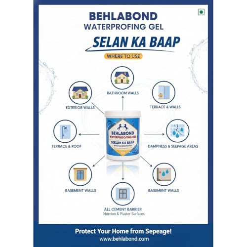 Image of Waterproofing Gel Seelan Ka Baap for Interior & Exterior Walls, Terrace Leakage & Bathroom Dampness Repair Liquid, High Performance Water Proofing Solution Mixes with White Cement, 1 Liter