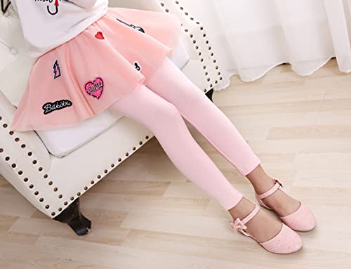 Irelia Winter Girls Skirt Leggings Fleece Lined Tutu Footless Pants Stamp Pink 7-8 #TOP2