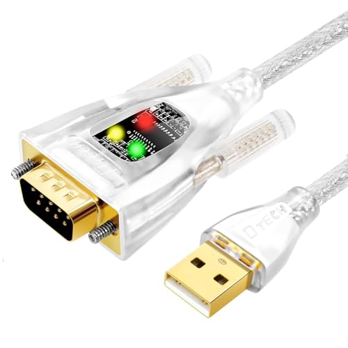 DTECH USB a Serial Adaptador 1M Características Chip FTDI DB9 9 Pin RS232 a USB Cable FT231 Chipset Soporte Windows 11 10 8 XP Mac OS Linux Detección de Luces de Datos