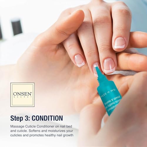 Onsen Secret Japanese Nail File Buffer and Shine Kit - Professional Nail File, 3-Way Nail Buffer Block w/Free Replacement Pads & Nail Strengthening Cuticle Cream for Healthy Nails, Nail Care Kit, 1pk