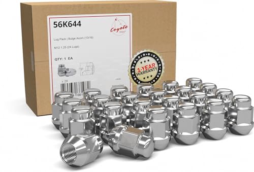 Image of Wheel Accessories Parts 24 Pcs M12 x 1.25 12 x 1.25 Thread Bulge Acorn 35mm 1.38 inch Long Lug Nuts Chrome 13 /16 inch 21mm Hex Fits Nissan Titan (Non XD) with Aftermarket Wheels