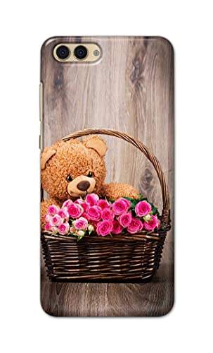 Image of PRINTFIDAA Roses and Teddy Bear in The Wicker Hard Back Cover for Honor View 10, Honor V10 Back Cover -(P6) KAT1004