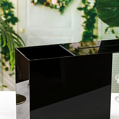 Image of UNIQOOO Black Acrylic Wedding Card Box with Slot, Thick DIY Large 10x10x5.5 inch w /No Print, Wedding Receptions Wishing Well Money Box, Birthday, Memory Box, Suggestion Boxes, Acrylic Ballot Box