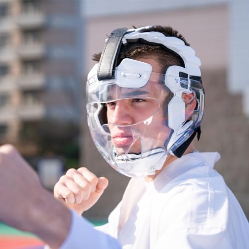 KEDAO Karate Mask Headgear, Professional Martial Arts Headgear Adjustable Head Circumference Karate Sparring Headgear Protective Guard for All Age