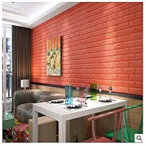 GlobalNiche 70 X 31cm Living Room Waterproof Brick Texture Wall Sticker/Tile Wallpaper Stickers/Self Adhesive Home Baseboard Decor Sticker Color Orange Dimensions 70 X 31cm