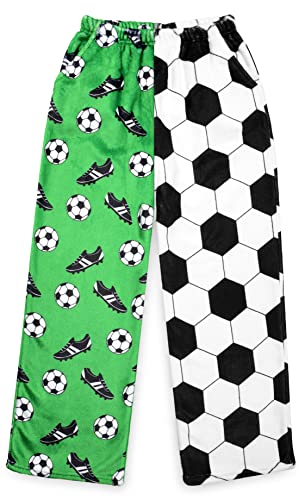 iscream Big Boys Fun Print Silky Soft Plush Fleece Pants - Play Ball Collection