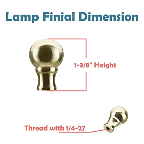 Image of Aspen Creative 24018-11 Steel Lamp Finial in Brass Plated Finish, 1-3 /8 inch (1 Pack)