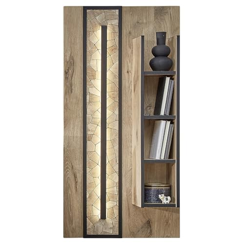 Lomadox Wohnmöbel Set Wohnwand inkl. Beleuchtung braun 5-teilig Modern, 1 Couchtisch, 1 Vitrine, 1 Highboard, 1 Lowboard, 1 Wandboard – Bild 6