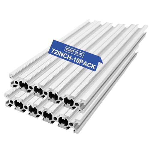 Seekliny 10PCS T Slot 2020 Aluminum Extrusion European Standard 72 inch(6ft) Length Anodized Extruded Aluminum Silver for CNC DIY 3D Printer and Industrial Bracket Making