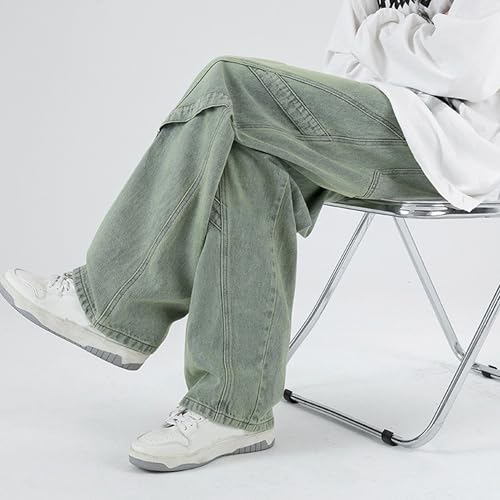Baggy Wide Leg Denim Pants Men Hip Hop Casual Loose Fit Streetwear Y2K Patchwork Trendy Fashion Trousers4