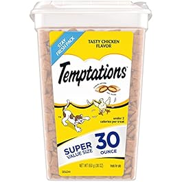 Temptations Classic Crunchy and Soft Cat Treats Tasty Chicken Flavor, 30 oz. Tub