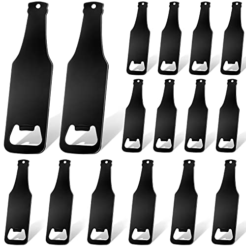 16 Pieces Stainless Steel Bottle Opener Bottle Shaped Can Openers Black Beer Opener Flat Handle Beer Bottle Opener For Home Kitchen Bar Restaurant Party Tools Supplies #TOP29