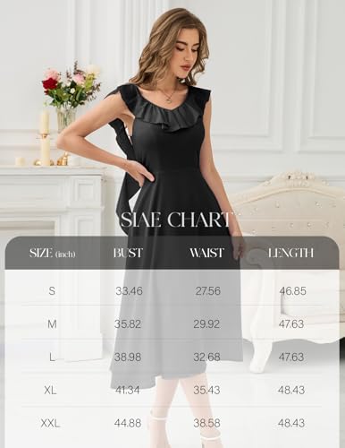 Image of HomRain Chiffon Casual Beach Dresses for Women 2025 Summer Sleeveless, Cocktail Ruffle Wedding Guest Midi Dress for Church