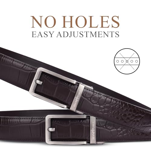Image of Genuine Leather Belt for Men Formal & Casual Wear - Belts for Men Leather Original, Durable Buckle - Belt for Man - Gift for Husband, Father, Friend