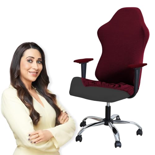 Image of HOKIPO Gaming Chair Cover Stretchable Elastic Jacquard Computer Rotating Chair Seat Covers Slipcover(BRGN-NEW2-5008)
