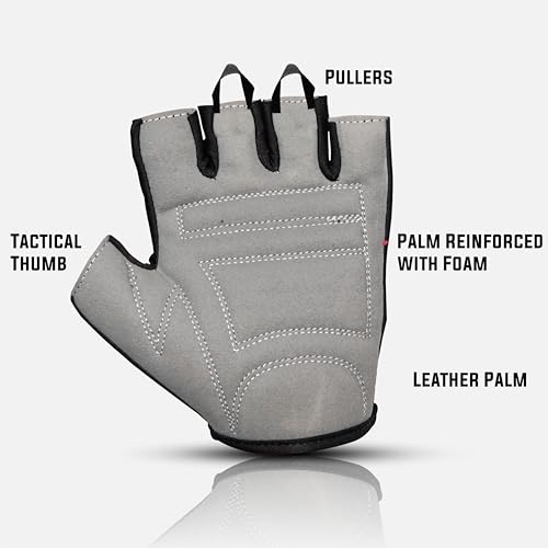 Image of RUBX Gym Gloves for Men & Women - Half Finger Workout Gloves for Weightlifting, Training, Fitness,Biking,Hand Protection & Grip Strength - Gym Accessories (Grey & Black Size-L)
