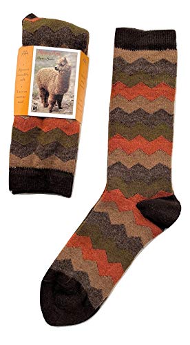 Alpaca Wool Designer Novelty Crew socks are Cozy, Warm & Colorful - Mountain Stripe2