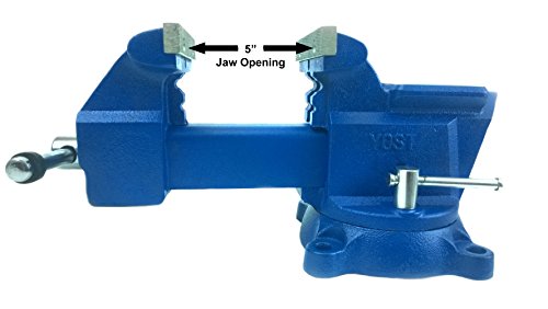 Yost Vises 455 Combination Vise | 5.5 Inch Jaw Width Heavy-Duty Utility Pipe And Bench Vise |Secure Grip With Swivel Base| Made With Cast Iron And Steel U Channel Bar | Blue #TOP1