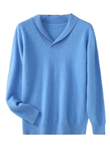 Men Turn-Down Collar Cashmere Blend Sweater Fall Winter Smart Casual Thick Long Sleeve Pullover Tops