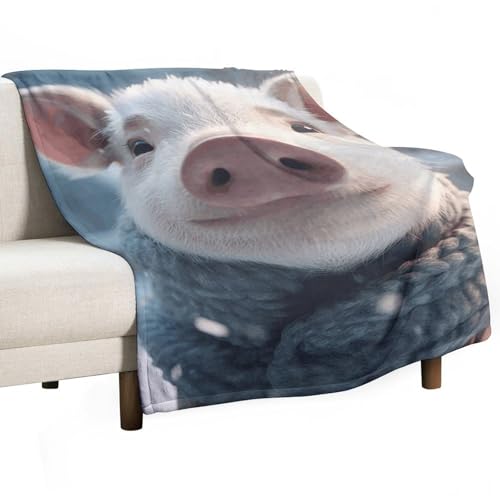 Couverture polaire lit toutes saisons, plaid doux imprimé cochon