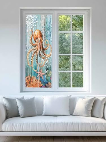 Vinilo decorativo de privacidad para ventanas 18x39in turquesa miniatura 6