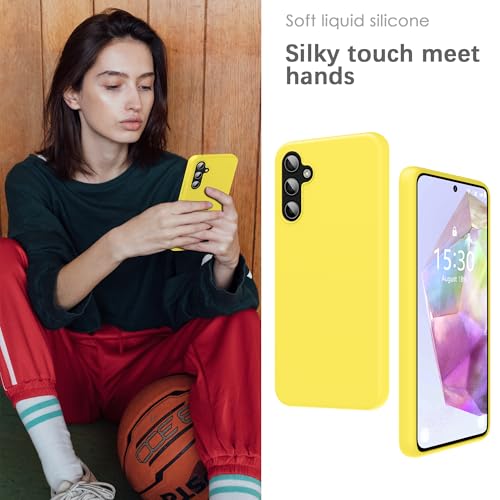 Image of YATWIN Silicone Back Case for Samsung Galaxy A35, Soft-Touch Phone Back Cover for Samsung Galaxy A35 - Yellow