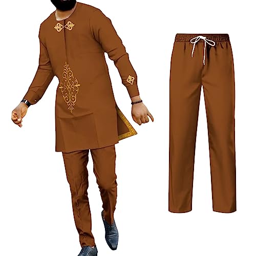 African Suits for Men Wedding Dashiki Party Outfits Full Sleeve Mens Formal Attire Nigerian Clothing 2 Piece