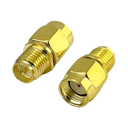 Adaptateur RP SMA mâle vers femelle coaxial RF pour prolonger câble antenne audio routeur WiFi - Lot de 2