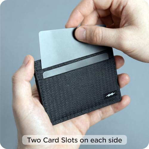 Image of SUPERVEK Card Holder Wallet for Man | Ultra-Slim Credit Card Holder with Cash Slot | Compact Design with Card Dividers | Premium Woven Texture | Thunder Patch Style | Designed for Everyday Use (Black)