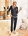 Ekouaer Schlafanzug Damen Lang Pyjama Langarm Sternen Schlafanzüge Für Frauen Pyjama Set Mit Tasche Pjs Zweiteiler Winter,Deep grau,L