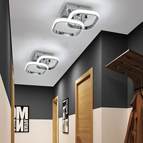 CANEOE Led Hallway Ceiling Light Fixtures, Square Modern Led Ceiling Lamp, 6000K Chrome Finish Indoor Ceiling Lighting Fixture for Living Room Bedroom Kitchen Bathroom Lights CANEOE Led Hallway Ceiling Light Fixtures, Square Modern Led Ceiling Lamp, 6000K Chrome Finish Indoor Ceiling Lighting Fixture for Living Room Bedroom Kitchen Bathroom Lights