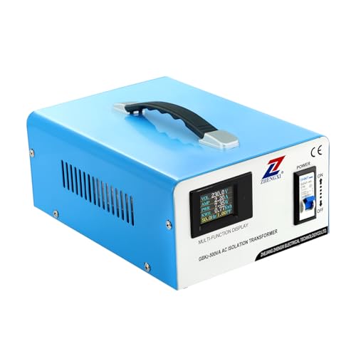 ZHENGXI ELECTRIC Trenntransformator 230V, 500W Transformator Spannungswandler，HD-Display, keine Nose, 2 Ausgangsbuchsen