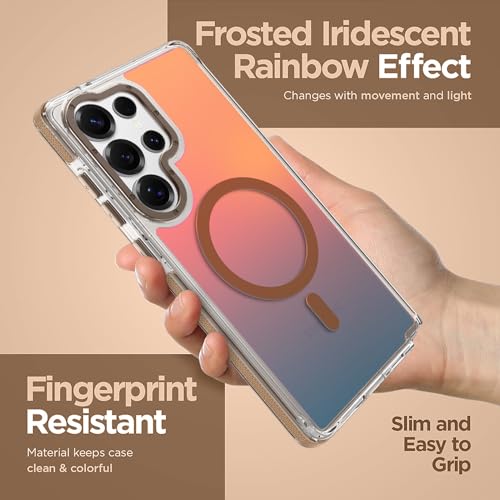 Image of Magnetic Case for Samsung Galaxy S25 Ultra [Compatible with Magsafe] [Cute Fashion Fluorescent Design] [1 Screen Protector] Slim Translucent Matte Case for Galaxy S25 Ultra 6.9 inch, Desert