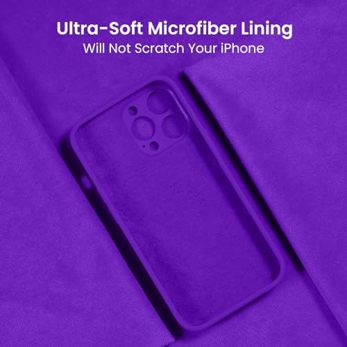 Image of FireNova Designed for iPhone 13 Pro Case, Silicone Upgraded [Camera Protection] Phone Case, Soft Anti-Scratch Microfiber Lining Inside, 6.1 inch, Neon Purple