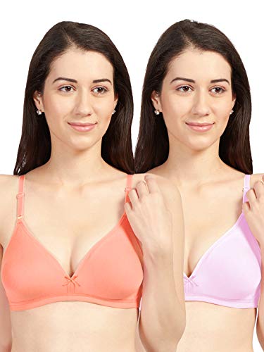 Image of SONARI Omania Womens Non-Padded Cotton Polyester Bras - Solid, Non-Wired, Medium Coverage, Hand Washable (Pack of 2)