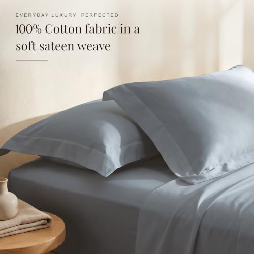 Image of Huesland Premium 100% Cotton Luxe Soft Touch 300 Thead Count Pillow Cover Set of 2 - Greyish Blue