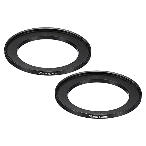 Image of PATIKIL 52mm-67mm Metal Step Up Ring, 2 Pack Camera Lens Filter Adapter Ring Aluminum Filter Adapter Ring for Camera Lenses Hood, Black
